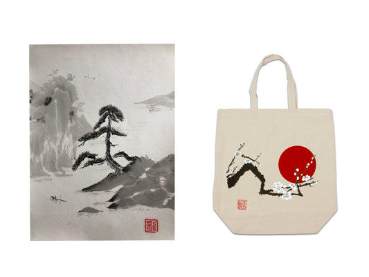 Landscape and Sakura|Ensō Tote-bag